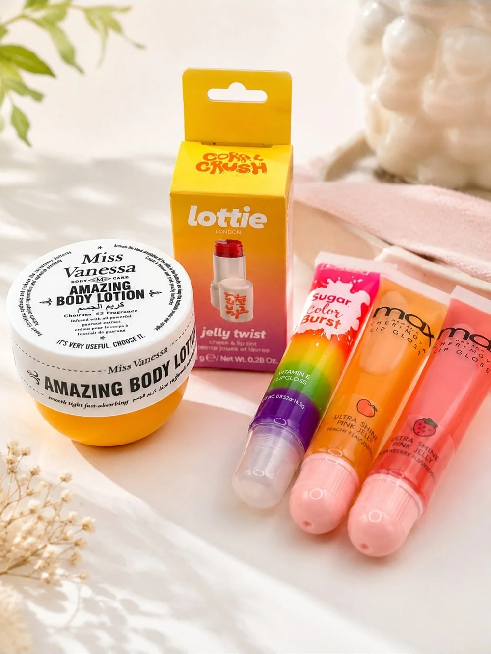 Beauty Gift Bundle • Lottie London Tint, 3 Lip Glosses & Body Lotion NWT